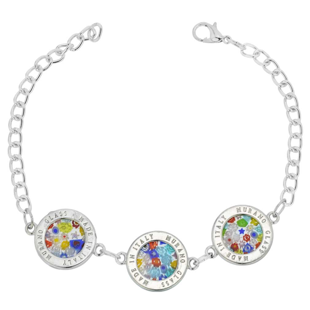 Murano Glass Millefiori Silver Disks Bracelet - Multicolor
