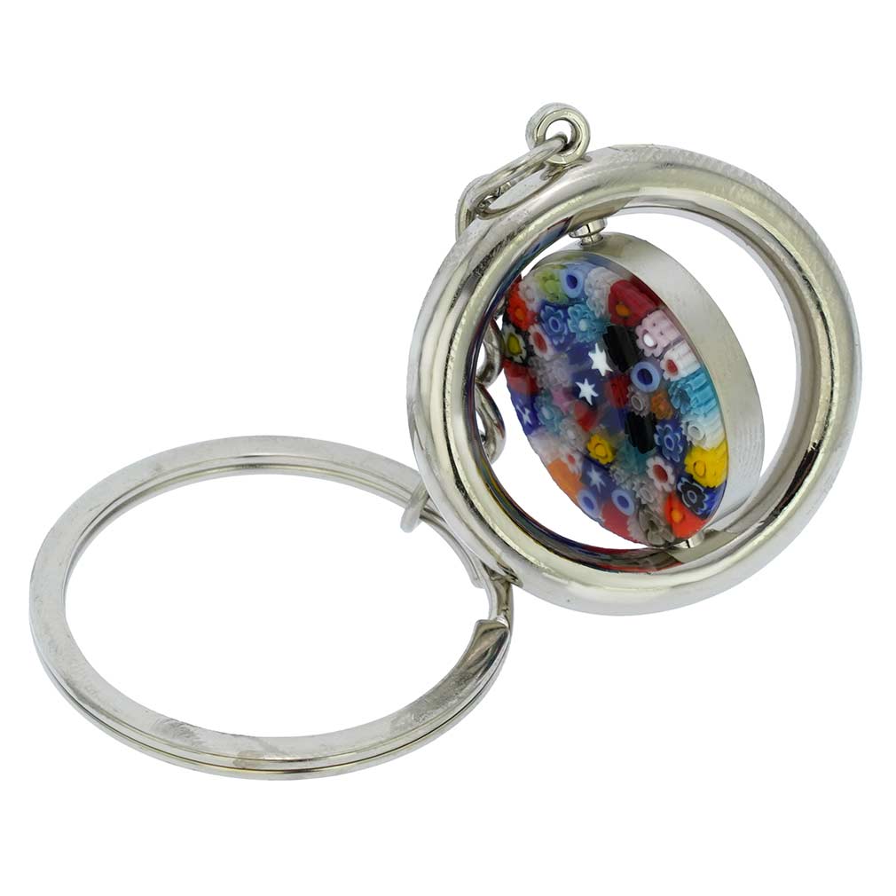 Murano Keychains | Murano Millefiori Disk Keychain - Multicolor