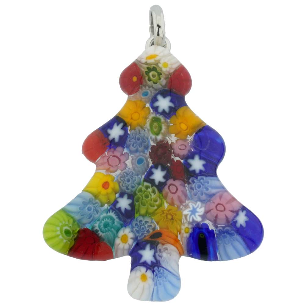 Murano Glass Millefiori Christmas Tree Pendant - Multicolor
