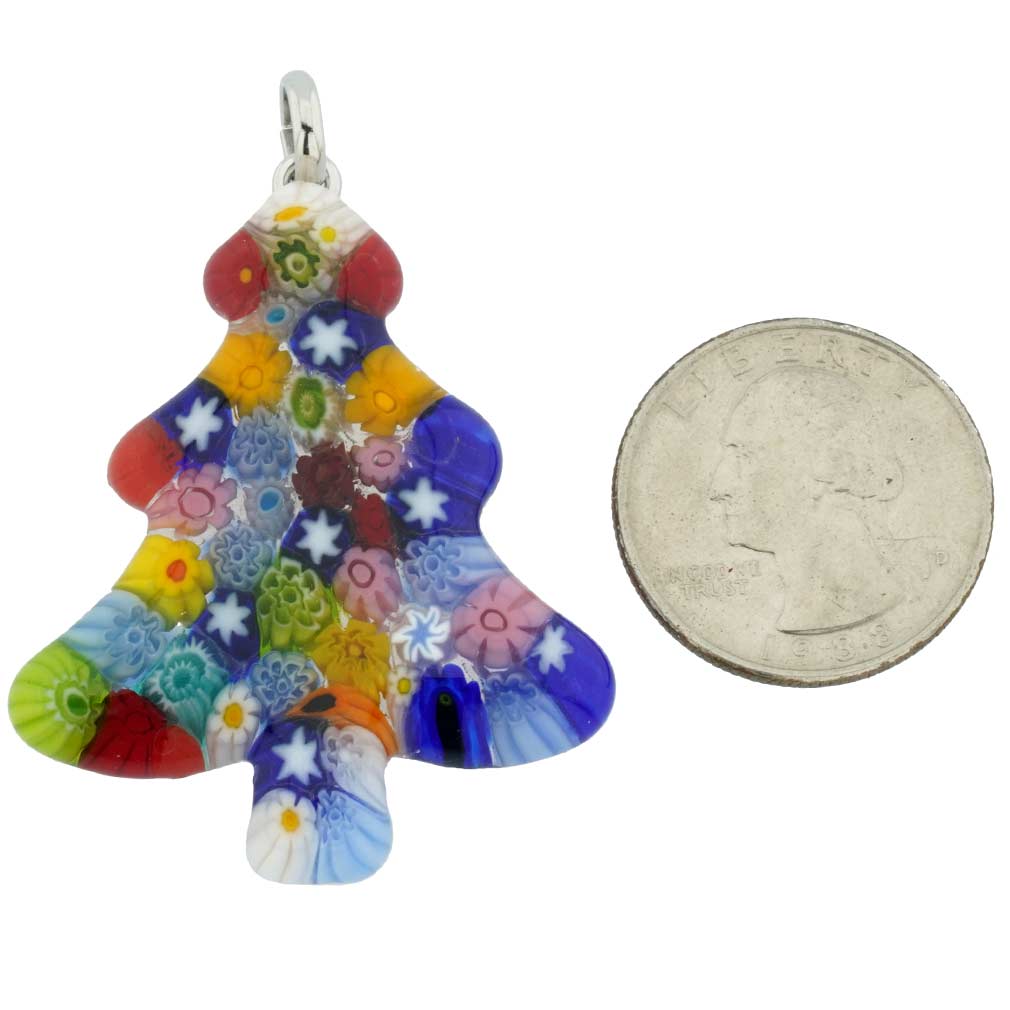 Murano Glass Millefiori Christmas Tree Pendant - Multicolor