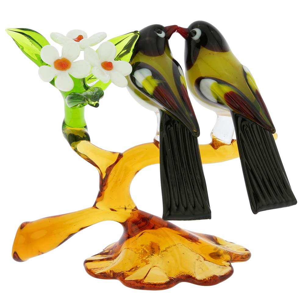 glass love birds figurines