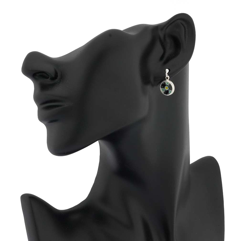 Murano Earrings | Silver-framed Murano millefiori earrings