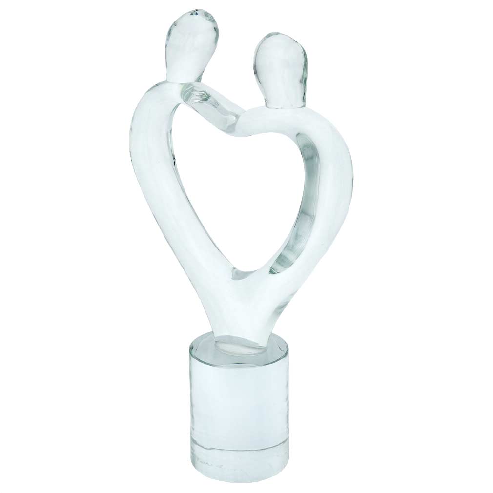 Vintage Murano Glass Lovers Heart Transparent Sculpture by Renato Anatra