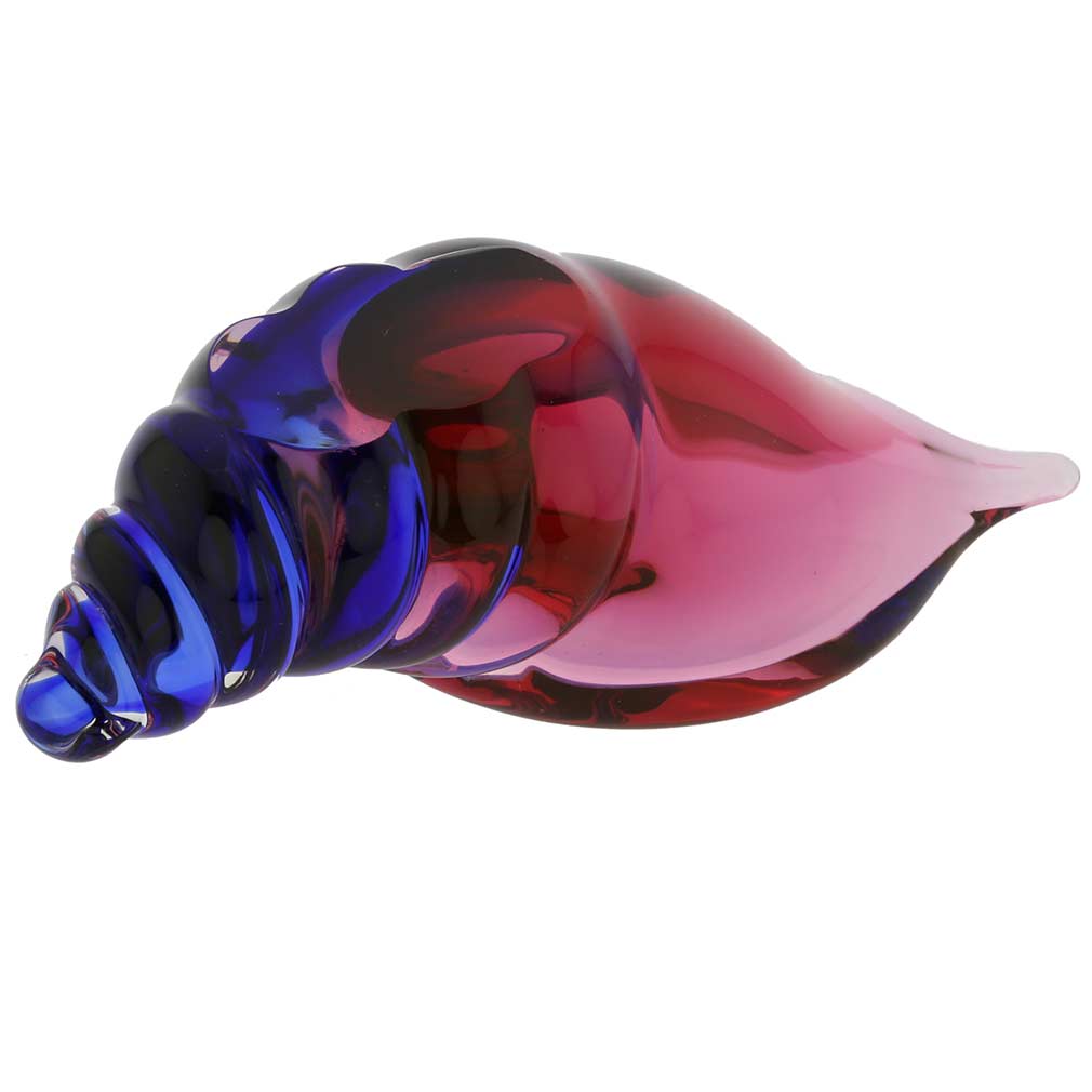 Murano Glass Cone Seashell - Rose and Blue