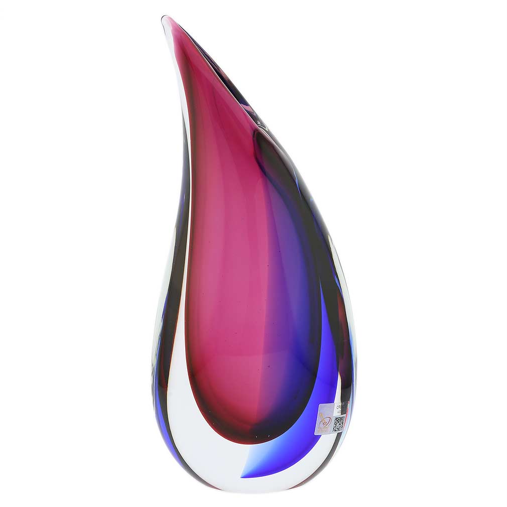 Murano Glass Sommerso Wave Vase - Rose and Blue