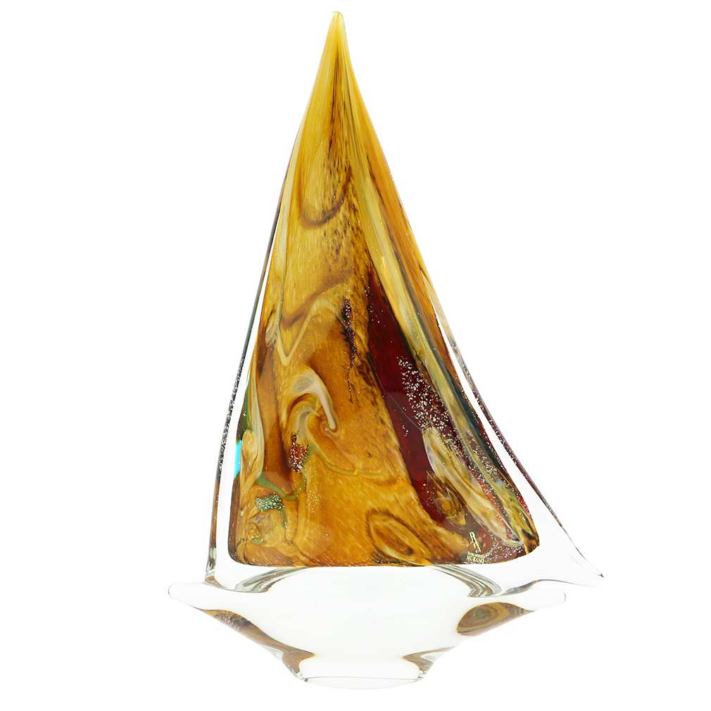 Murano Glass Large Sailboat - Chalcedony