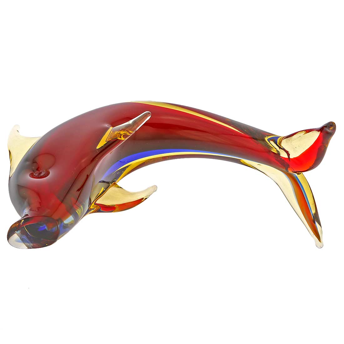 Murano Glass Dolphin - Red Blue Amber