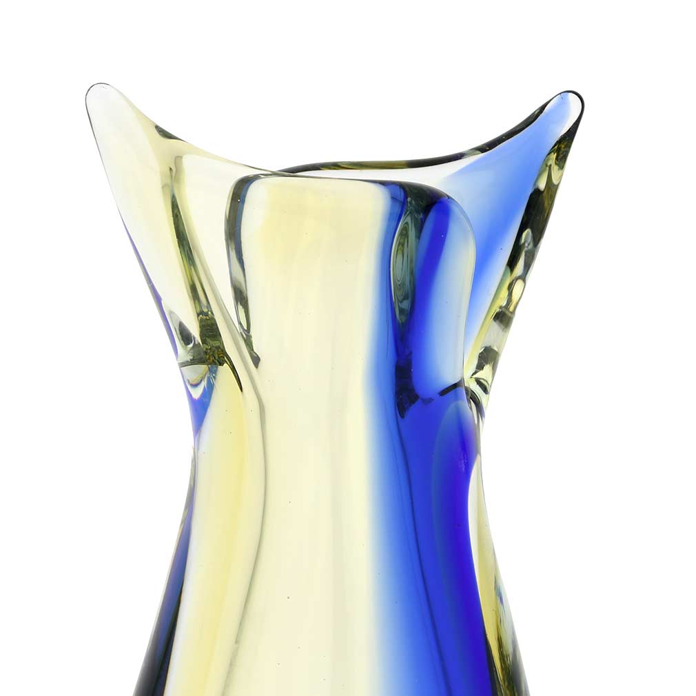 Murano Glass Sommerso Bud Vase - Amber Blue