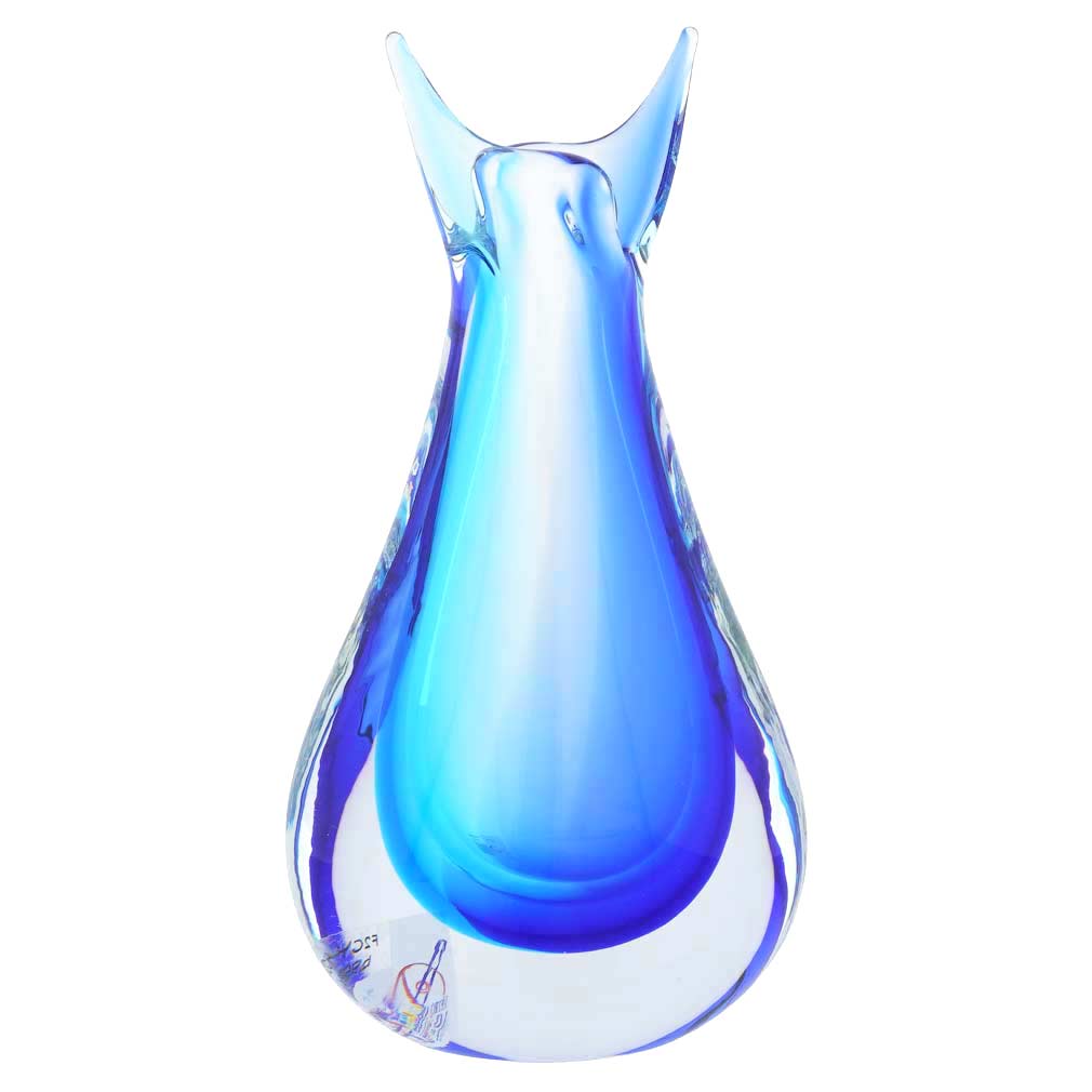 Murano Glass Sommerso Bud Vase - Aqua Blue