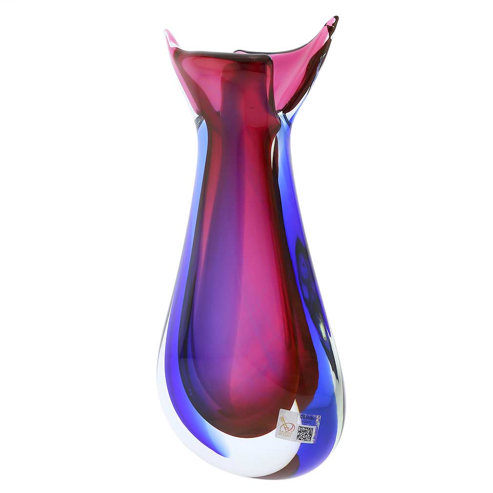 Murano Glass Sommerso Bud Vase - Rose and Blue