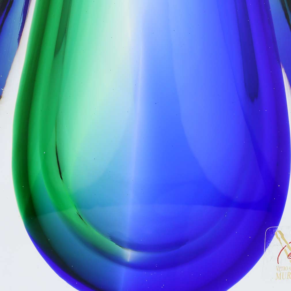 Murano Glass Sommerso Bud Vase - Green Blue