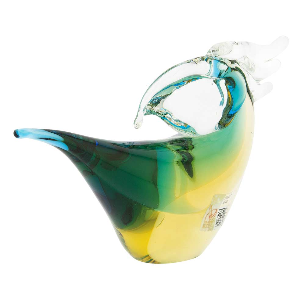 Murano Glass Toucan - Amber Aqua