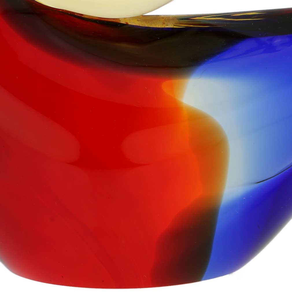Murano Glass Toucan - Red Blue Amber