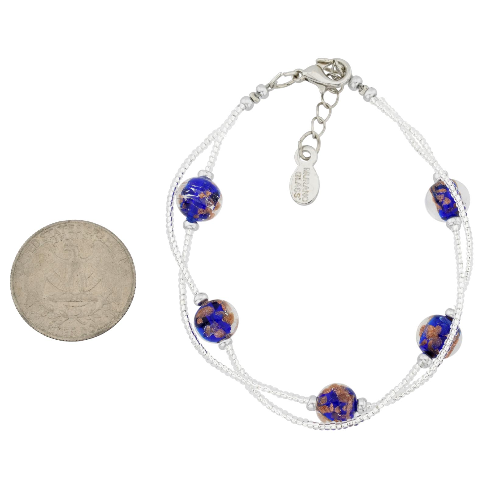 Murano Bracelets | Murano Glass Sparkles Bracelet - Silver Blue