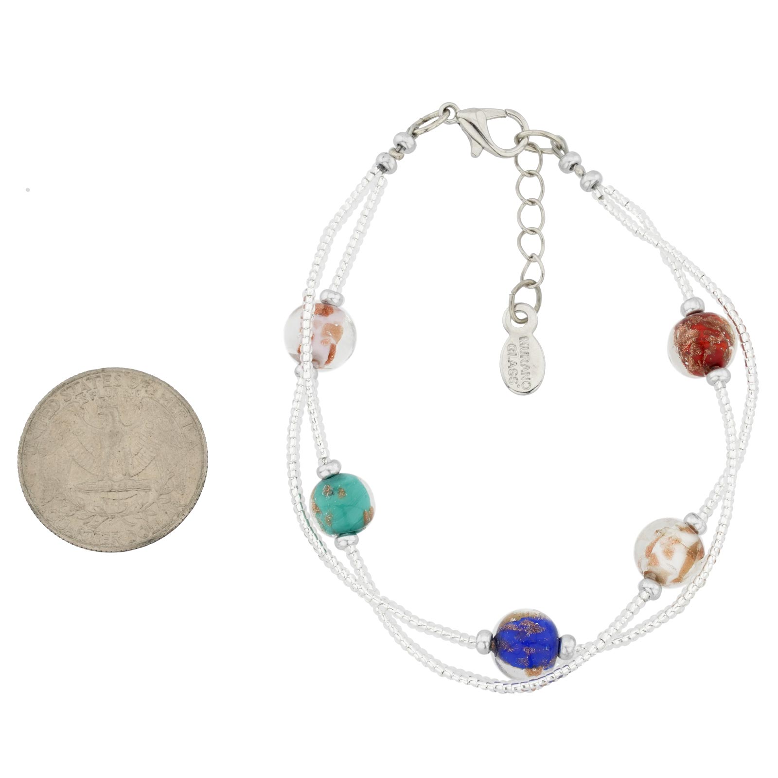 Murano Bracelets | Murano Glass Sparkles Bracelet - Silver Multicolor