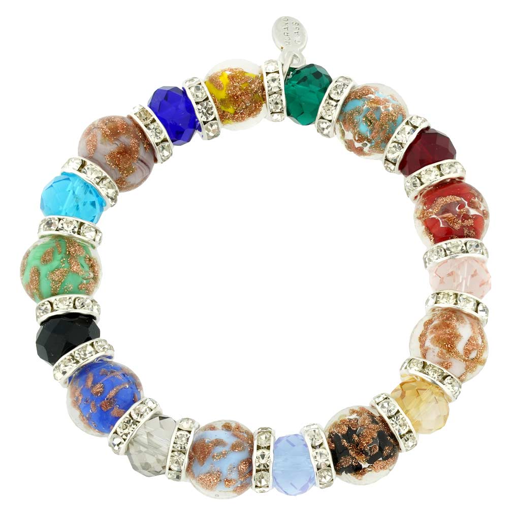 Multicolor GlassOfVenice Murano Glass Sommerso Rosary Bracelet 