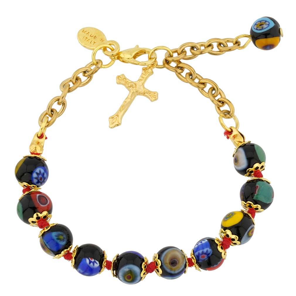 Murano Mosaic Rosary Bracelet - Black