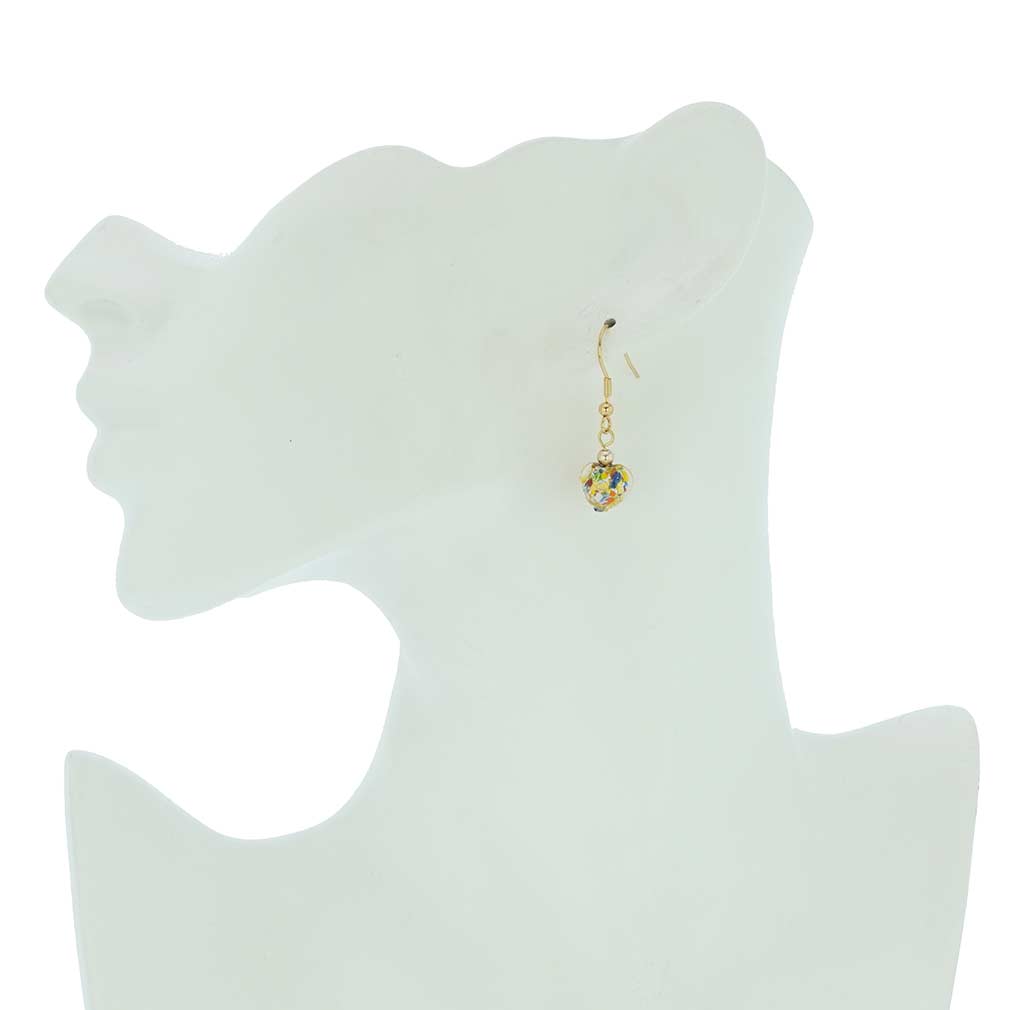 Small Murano Heart Earrings - Multicolor Confetti