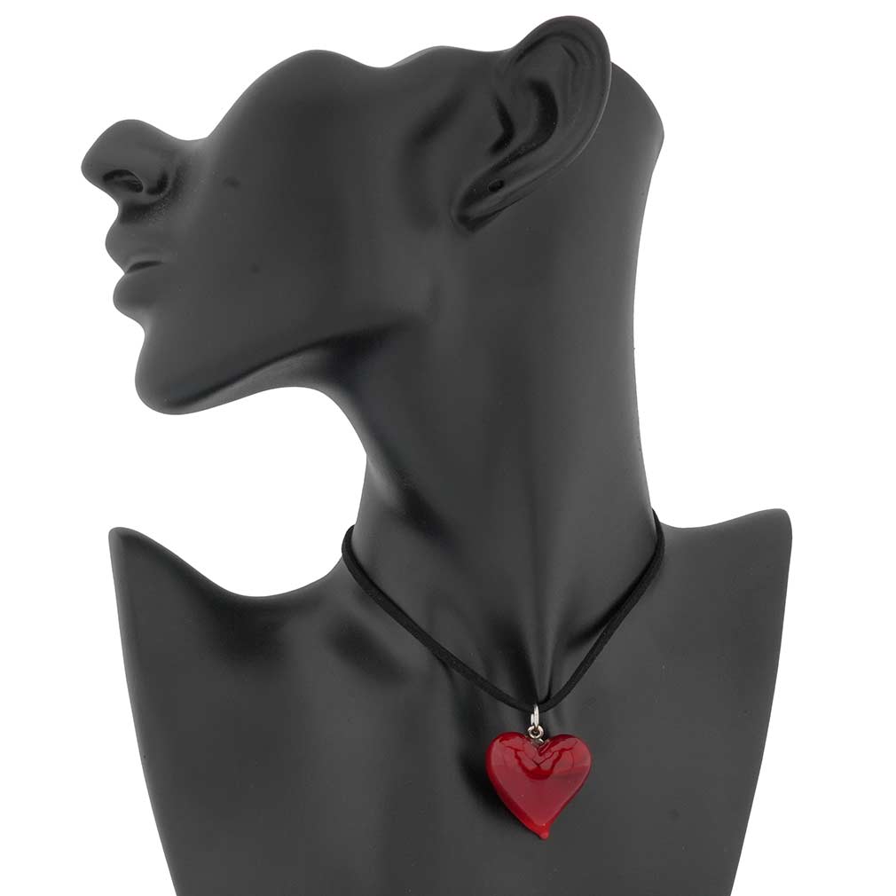 Passione Red Heart Murano Glass Necklace
