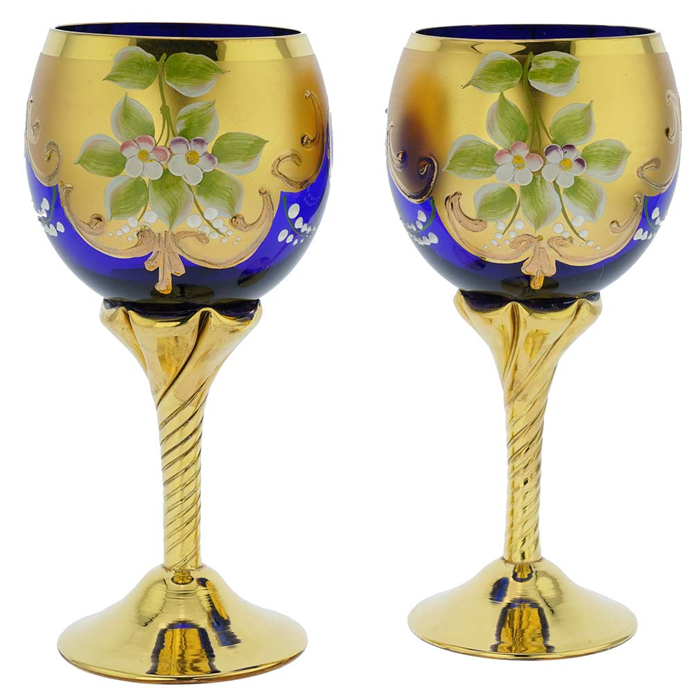 Vintage Murano Glass Wine Goblets Glasses