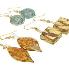 Each is handmade from an original salvaged Murano style Glass bowl. Murano Glass necklace and Earrings
