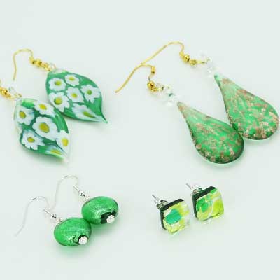 Green Murano Glass Earrings