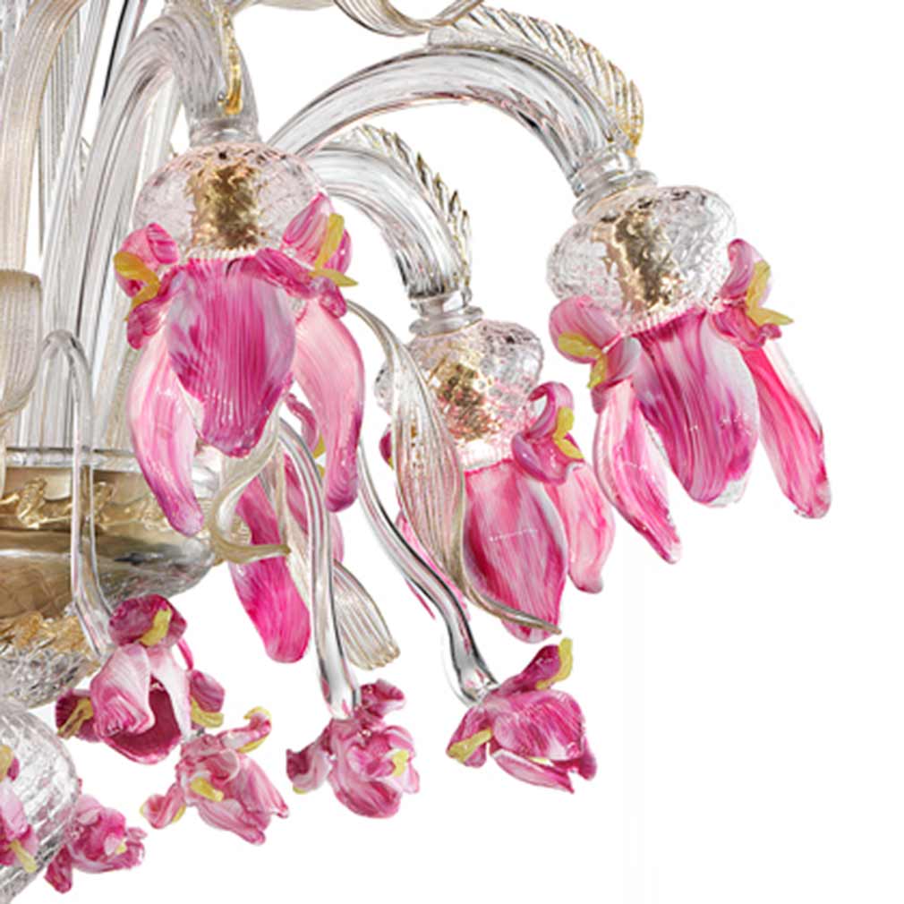 Transparent with Gold and Rose Decor
