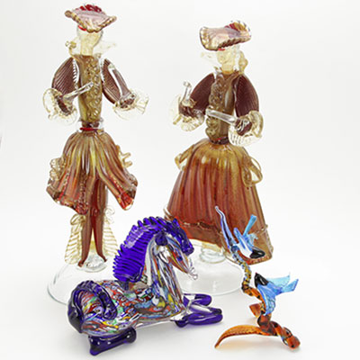 Sculptures & Figurines - Objects of Art glass - Various Collections: Cheetah  figurine - Original Murano Glass OMG